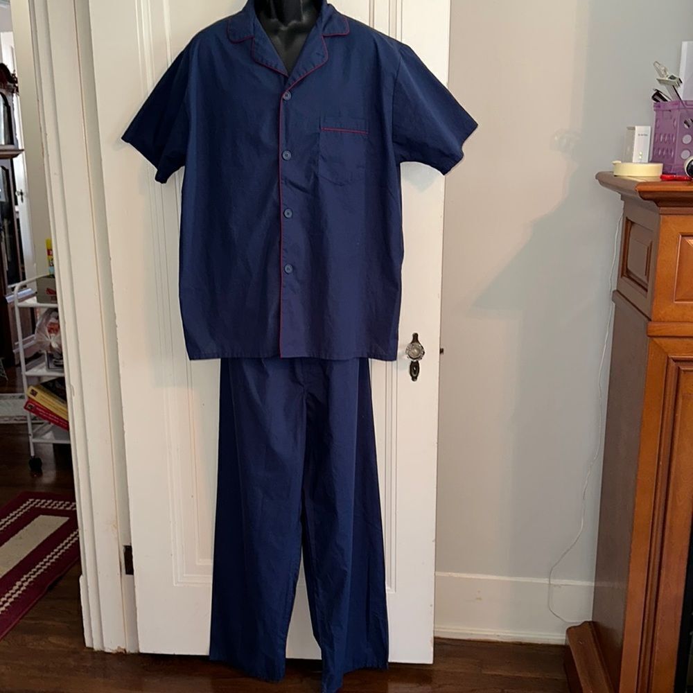 Towncraft navy blue with red trim cotton/polyester short sleeve‎ men’s pajamas